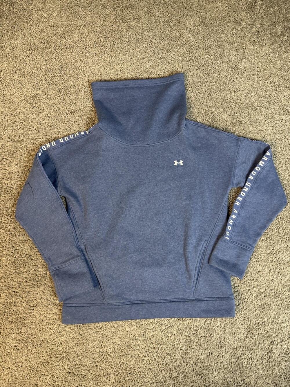 Under Armour Sweatshirt Womens XS Blue Pullover High Neck Fleece Lined